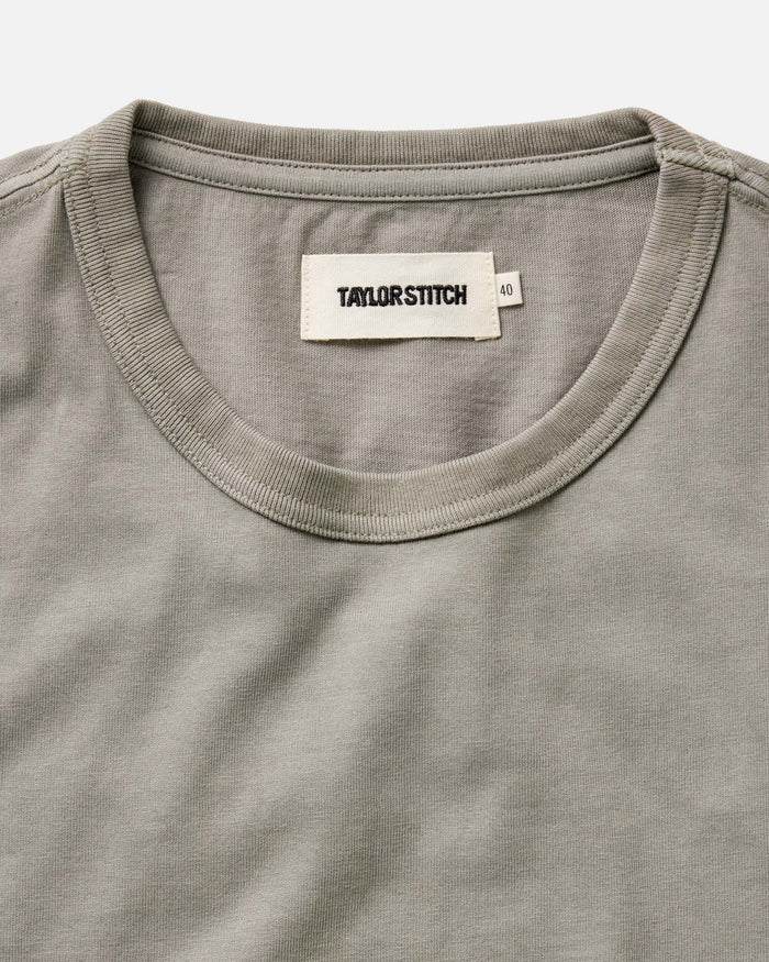 material shot of the collar on The Organic Cotton Tee in Sage