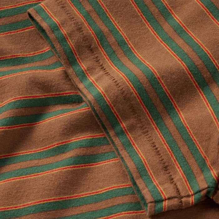 material shot of the hem of the sleeve on The Organic Cotton Tee in Sahara Stripe