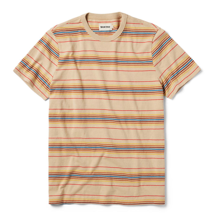 flatlay of The Organic Cotton Tee in Sand Stripe