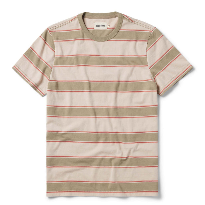 flatlay of The Organic Cotton Tee in Seagrass Stripe