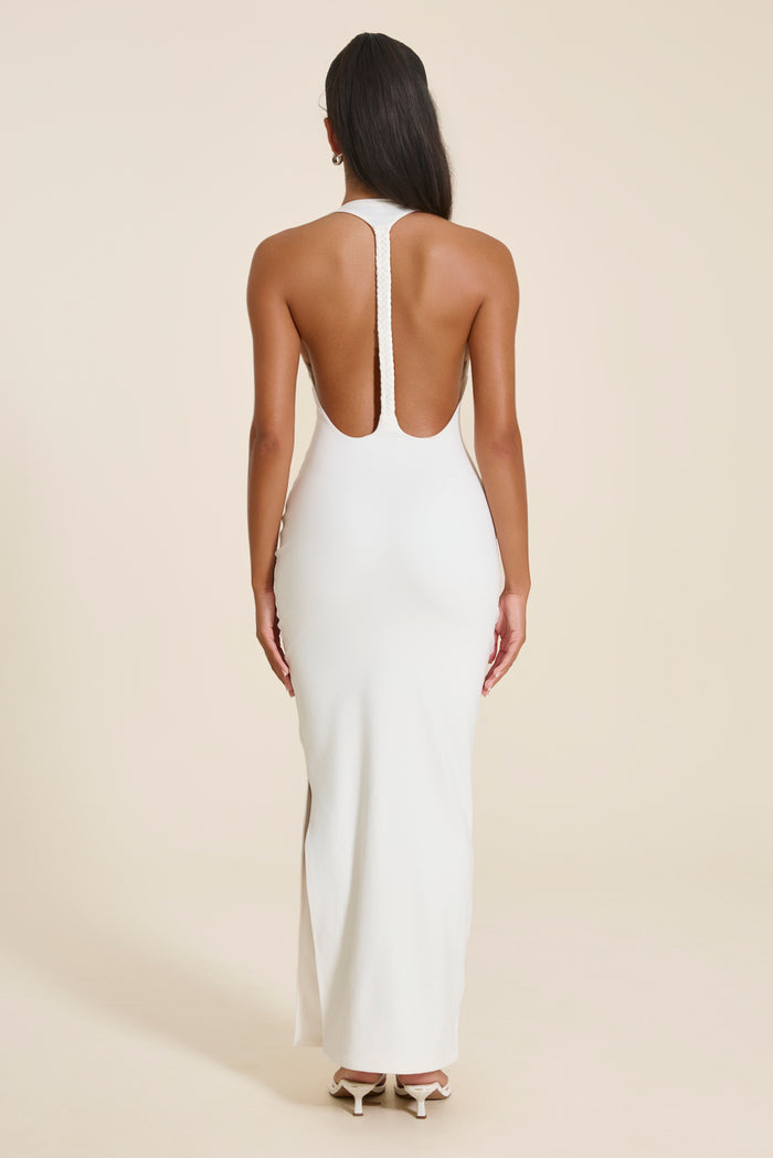 The Oriana Braid Maxi Dress in White
