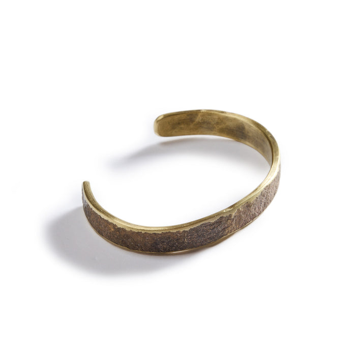 Top of The Hammered Cuff in Brass