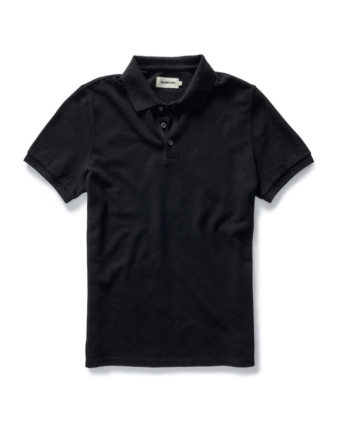 flatlay of The Pacific Polo in Black Indigo Pique