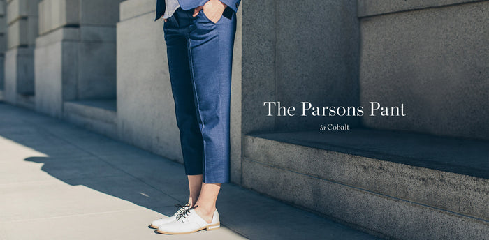 The Parsons Pant in Cobalt workshop header