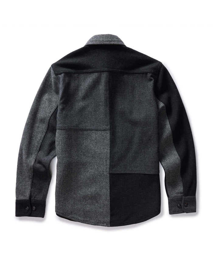 flatlay of the back of The Patchwork Overshirt in Ash Tweed