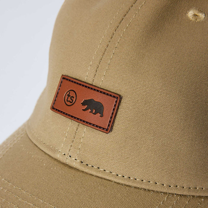 editorial image of the tag on The Pathfinder Cap in Khaki Dry Wax