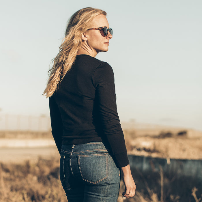 The Peyton Henley in Noir Merino