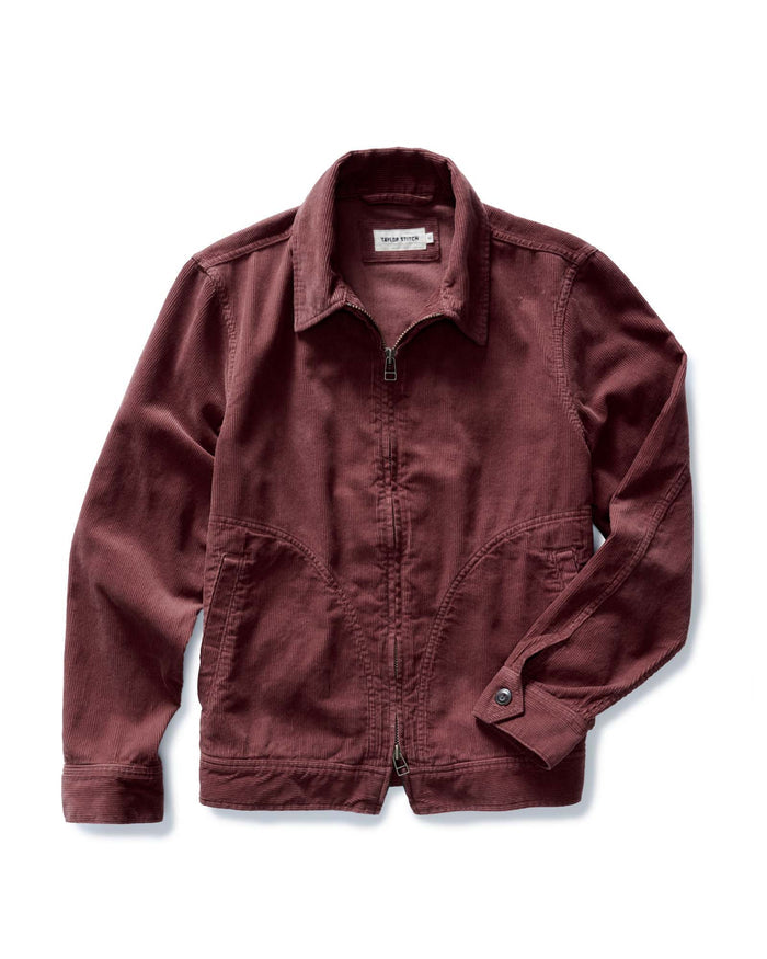 flatlay of The Piston Jacket in Dried Cherry Corduroy