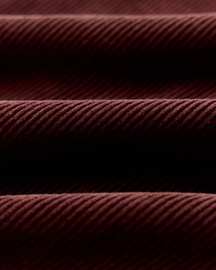 material shot of fabric on The Piston Jacket in Dried Cherry Corduroy