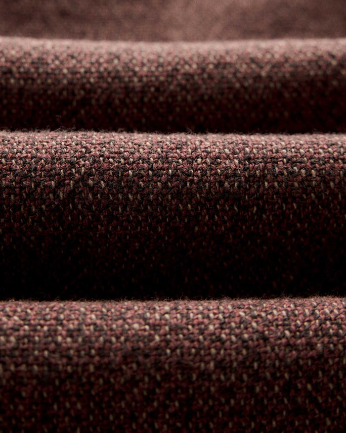 material shot of the texture on The Point Shirt in Burgundy Linen Tweed