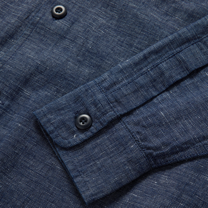 material shot of the cuffs on The Point Shirt in Indigo Slub