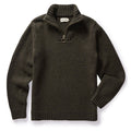 flatlay of The Quarter Zip Tanker Sweater in Loden