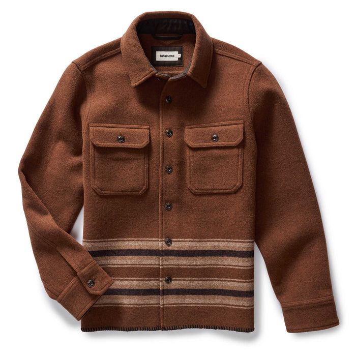 flatlay of The Ranger Shirt in Tarnished Copper Blanket Stripe