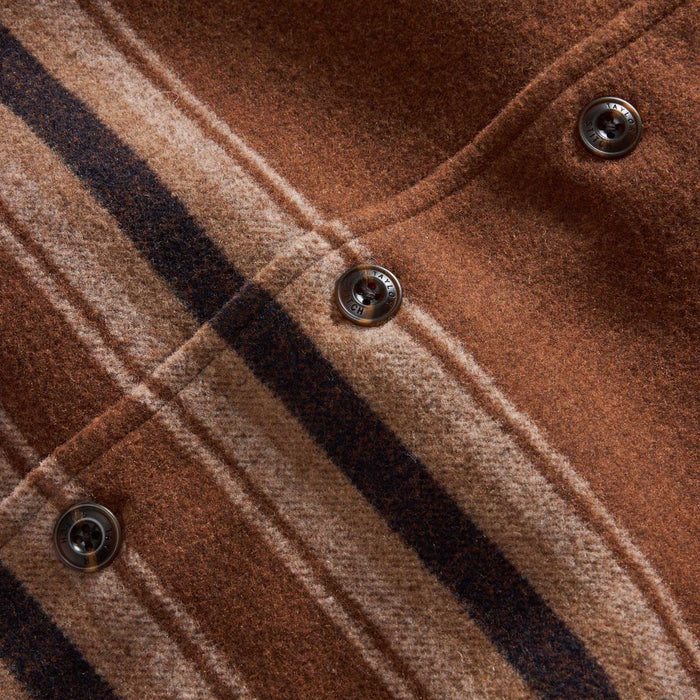 material shot of the buttons on The Ranger Shirt in Tarnished Copper Blanket Stripe