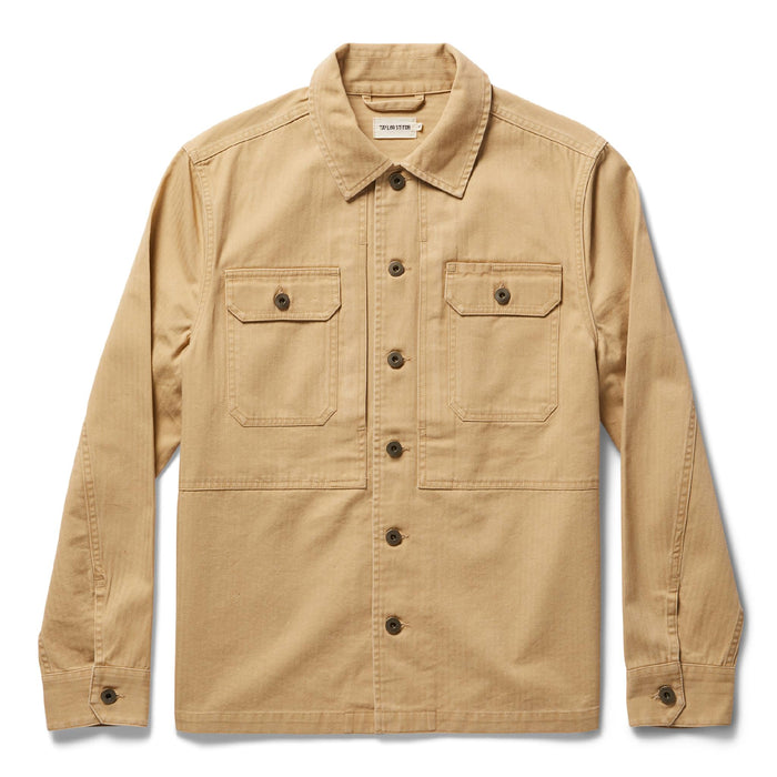 flatlay of The Reserve Shirt in Khaki Herringbone
