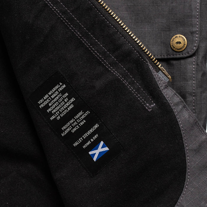 material shot of fabric detail inside of jacket