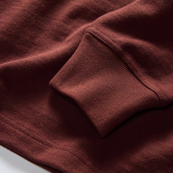 material shot of the sleeves on The Rugby Shirt in Dried Cherry Stripe