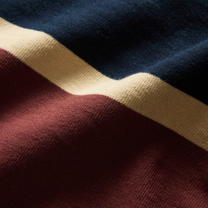 material shot of the fabric detail on The Rugby Shirt in Dried Cherry Stripe
