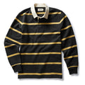flatlay of The Rugby Shirt in Faded Black Stripe