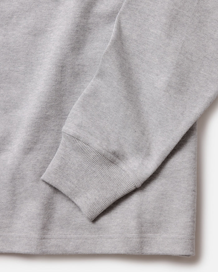 material shot of the cuff on The Rugby Shirt in Heather Grey