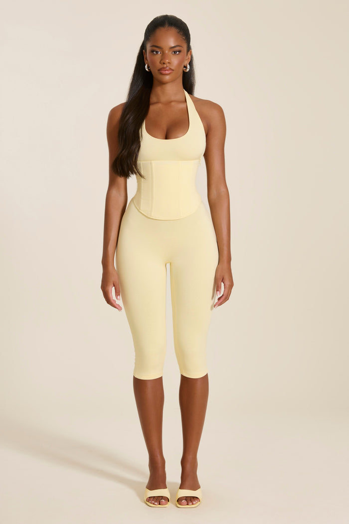 The Sandra Capri Jumpsuit in Butter Yellow