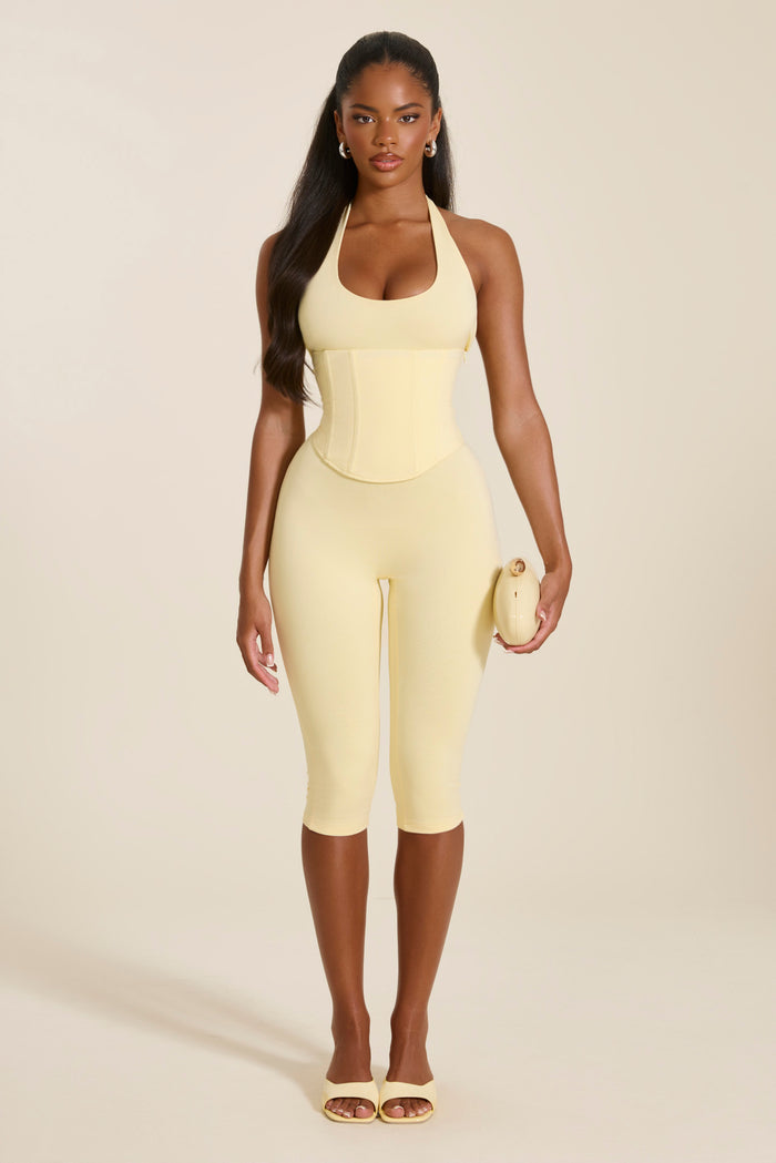 The Sandra Capri Jumpsuit in Butter Yellow