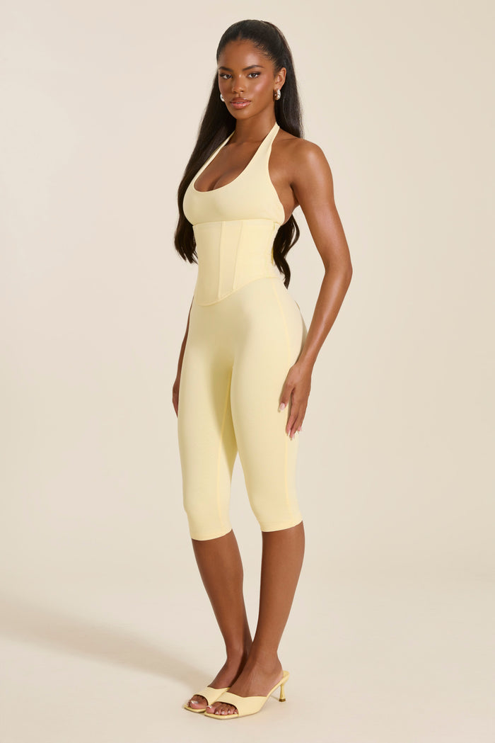 The Sandra Capri Jumpsuit in Butter Yellow