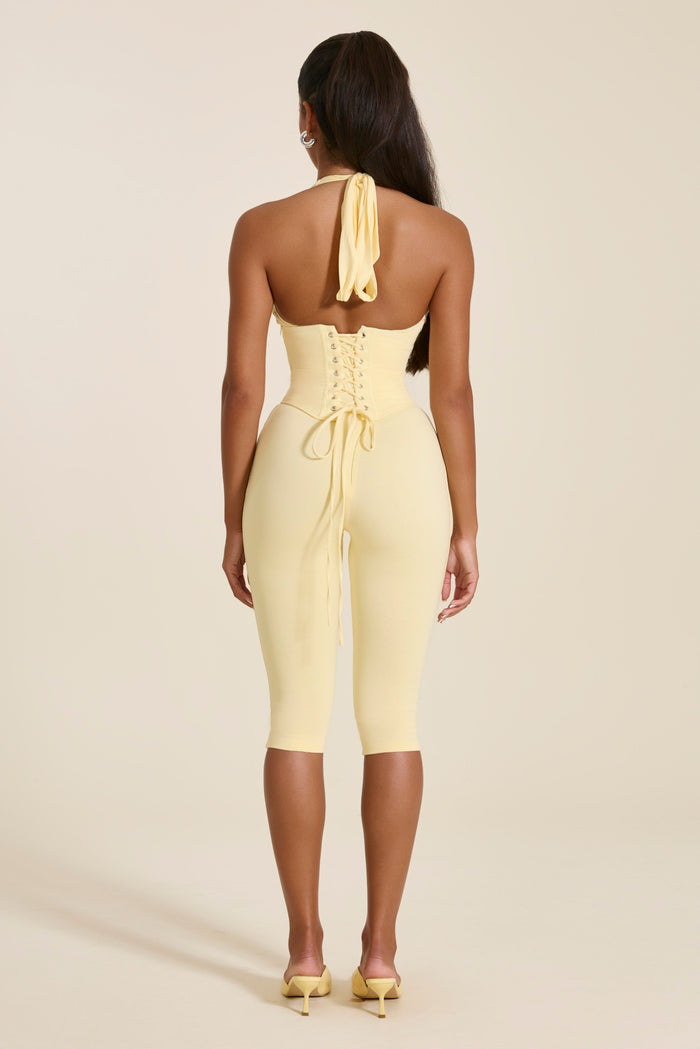 The Sandra Capri Jumpsuit in Butter Yellow