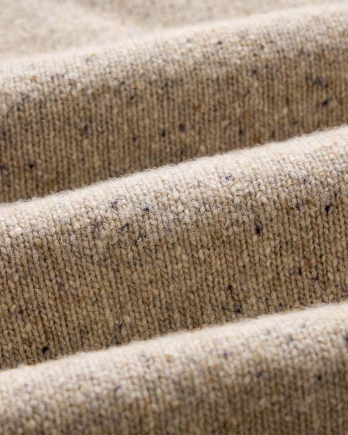 material shot of the fabric on The Seafarer Sweater in Natural Donegal