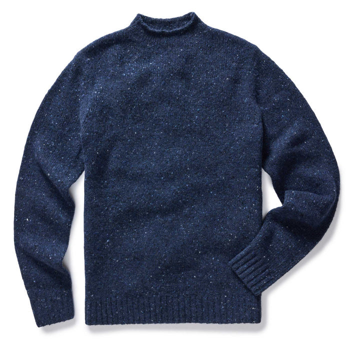 flatlay of The Seafarer Sweater in Atlantic Blue Donegal