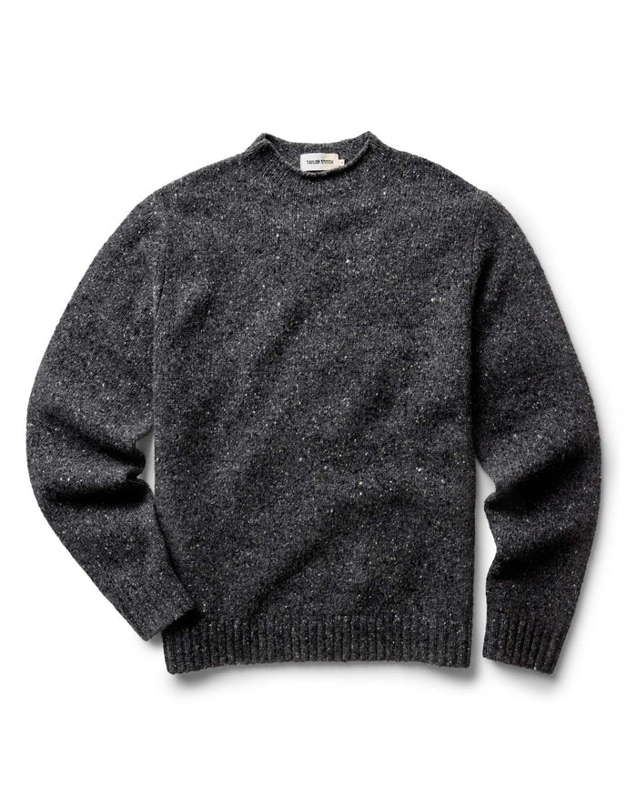 flatlay of The Seafarer Sweater in Charcoal Donegal