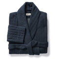 folded flatlay of The Shawl Robe in Heather Midnight Quilted Jersey