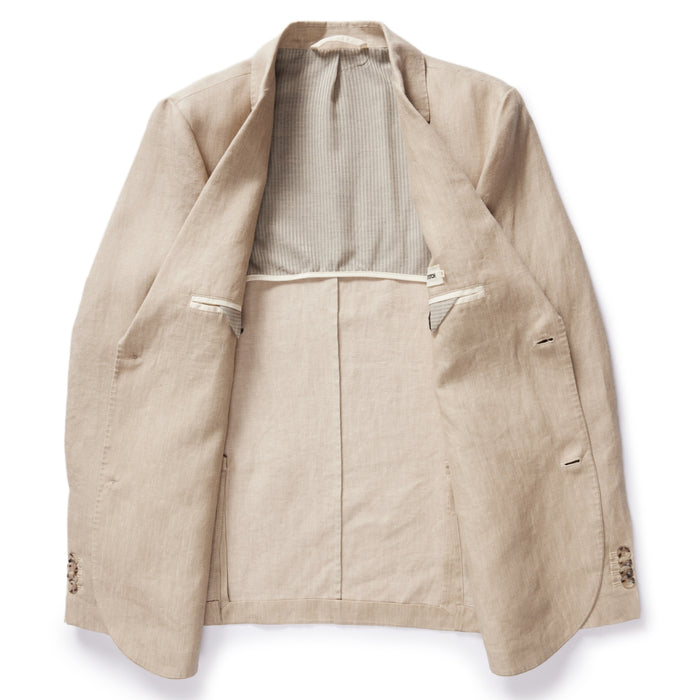 flatlay of The Sheffield Sport Coat in Natural Linen, shown open