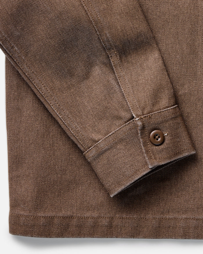material shot of the buttons on The Shop Shirt in Aged Penny Chipped Canvas