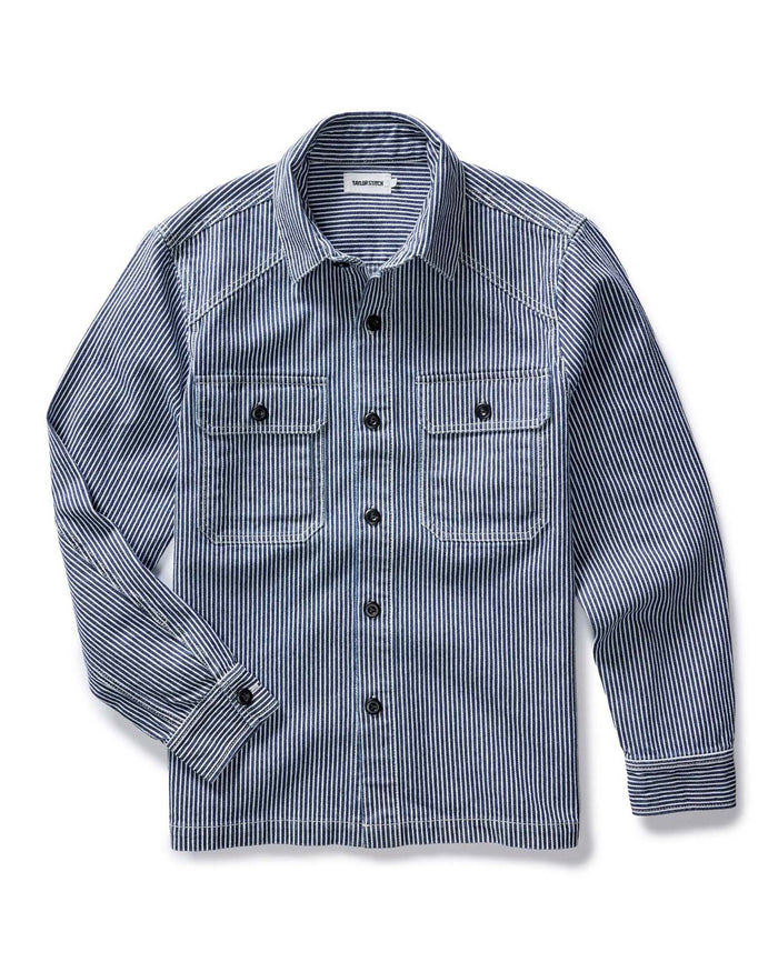 flatlay of The Shop Shirt in Rinsed Indigo Selvedge