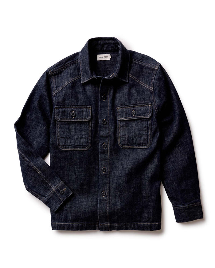 flatlay of The Shop Shirt in Rinsed Indigo Selvedge