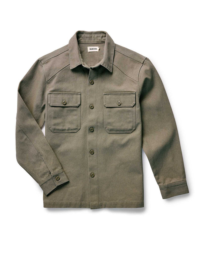 flatlay of The Shop Shirt in Stone Chipped Canvas