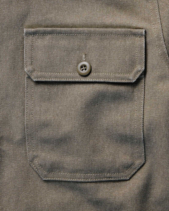 flatlay of the back of The Shop Shirt in Stone Chipped Canvas