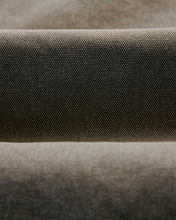 material shot of the buttons on The Shop Shirt in Stone Chipped Canvas