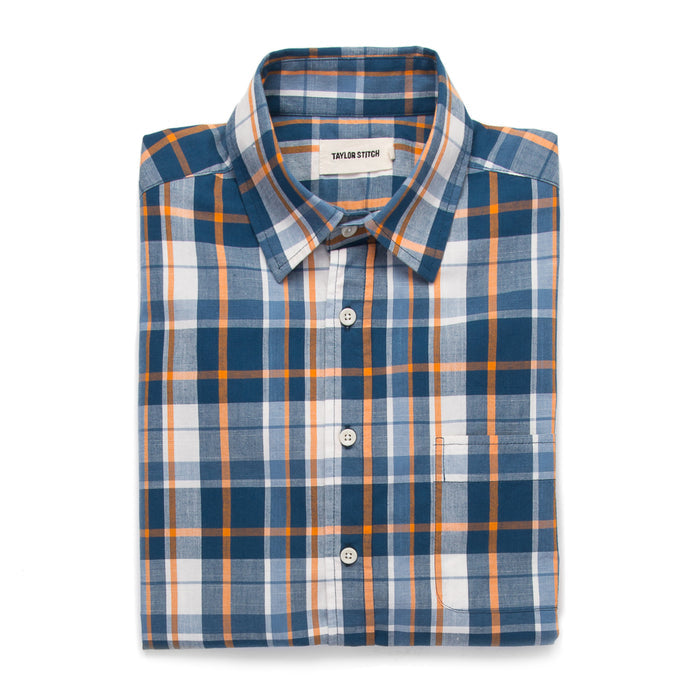 The Short Sleeve California in Blue Madras