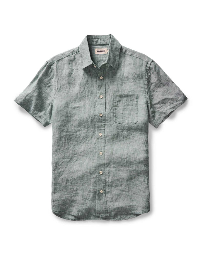 flatlay of The Short Sleeve California in Cilantro Hemp