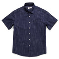 The Short Sleeve California in Navy Slub Stripe