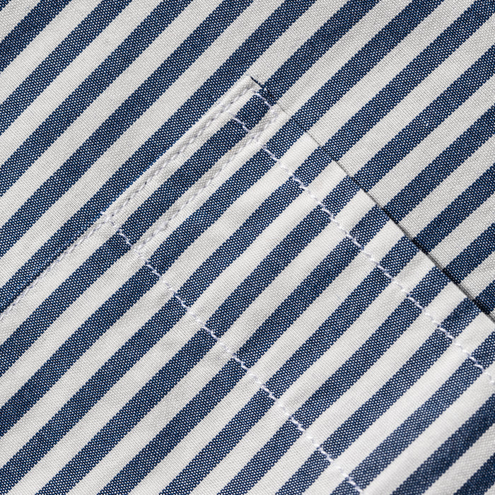 The Short Sleeve California in Navy Stripe Poplin