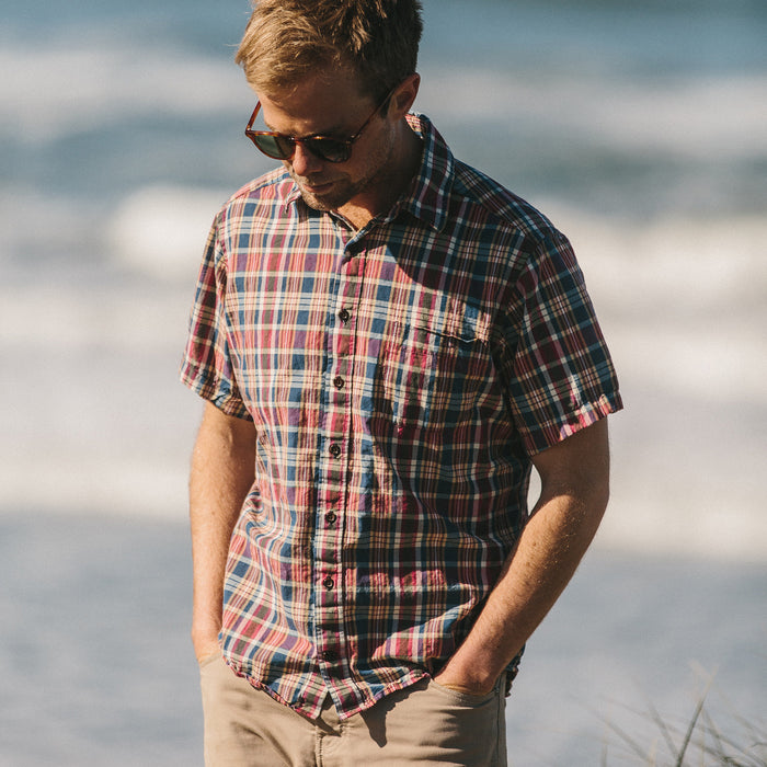 The Short Sleeve California in Red Madras