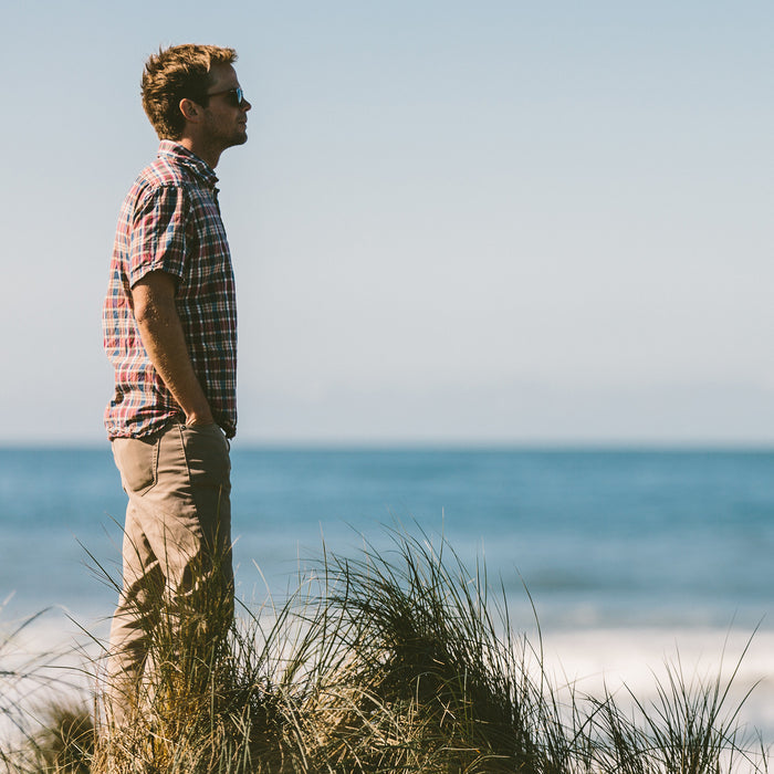The Short Sleeve California in Red Madras