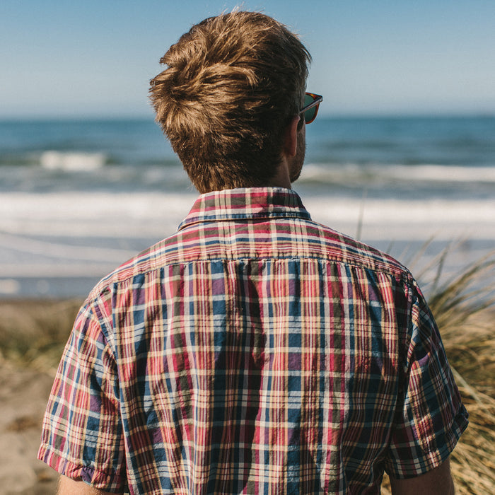 The Short Sleeve California in Red Madras