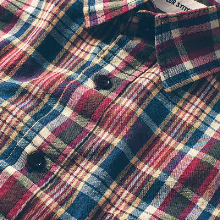 The Short Sleeve California in Red Madras
