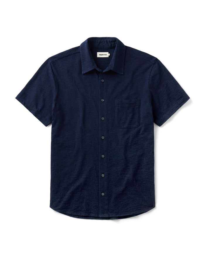 flatlay of The Short Sleeve California in Rinsed Indigo Slub
