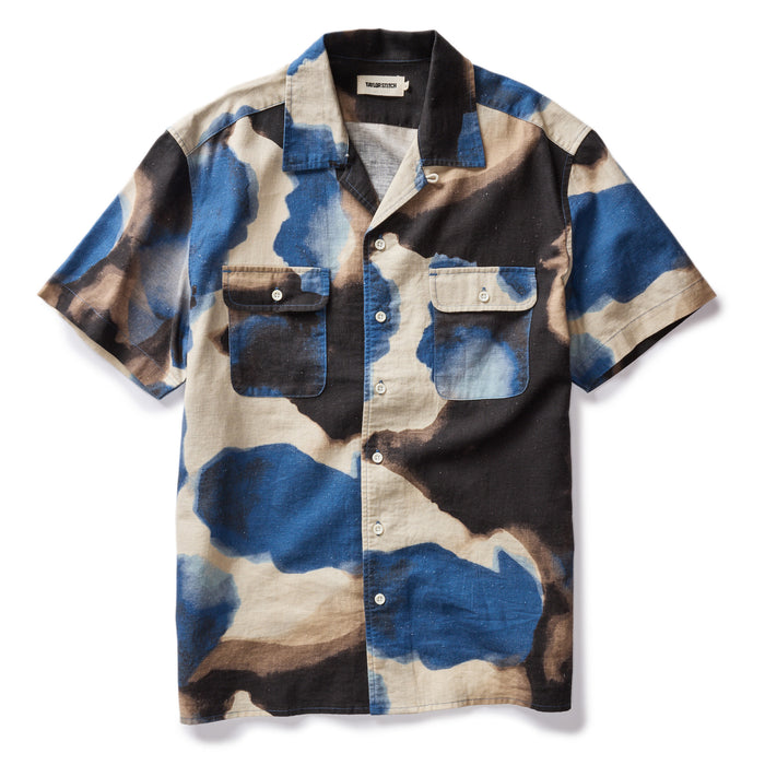 flatlay of The Short Sleeve Carter in Dark Navy Abstract