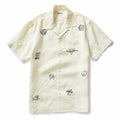 flatlay of The Short Sleeve Davis Shirt in Embroidered Natural